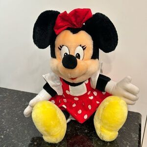 Walt Disney World Disneyland Minnie Mouse Plush Stuffed Toy Polka Dot Dress 14”